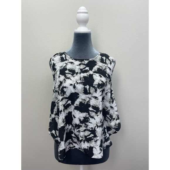 Cynthia Rowley Black and White Marbled Sleeveless Top Size Medium - Picture 1 of 5